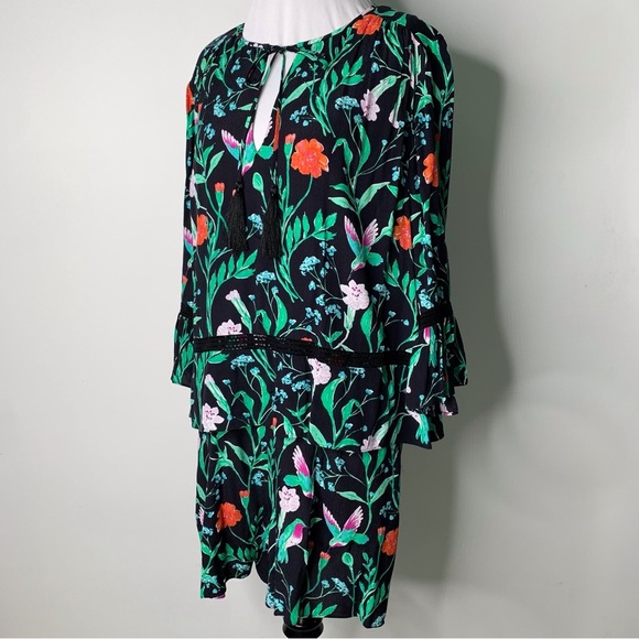 Kate Spade Women's Jardin Crepe Floral Hummingbird Romper Size 12 - Picture 3 of 15